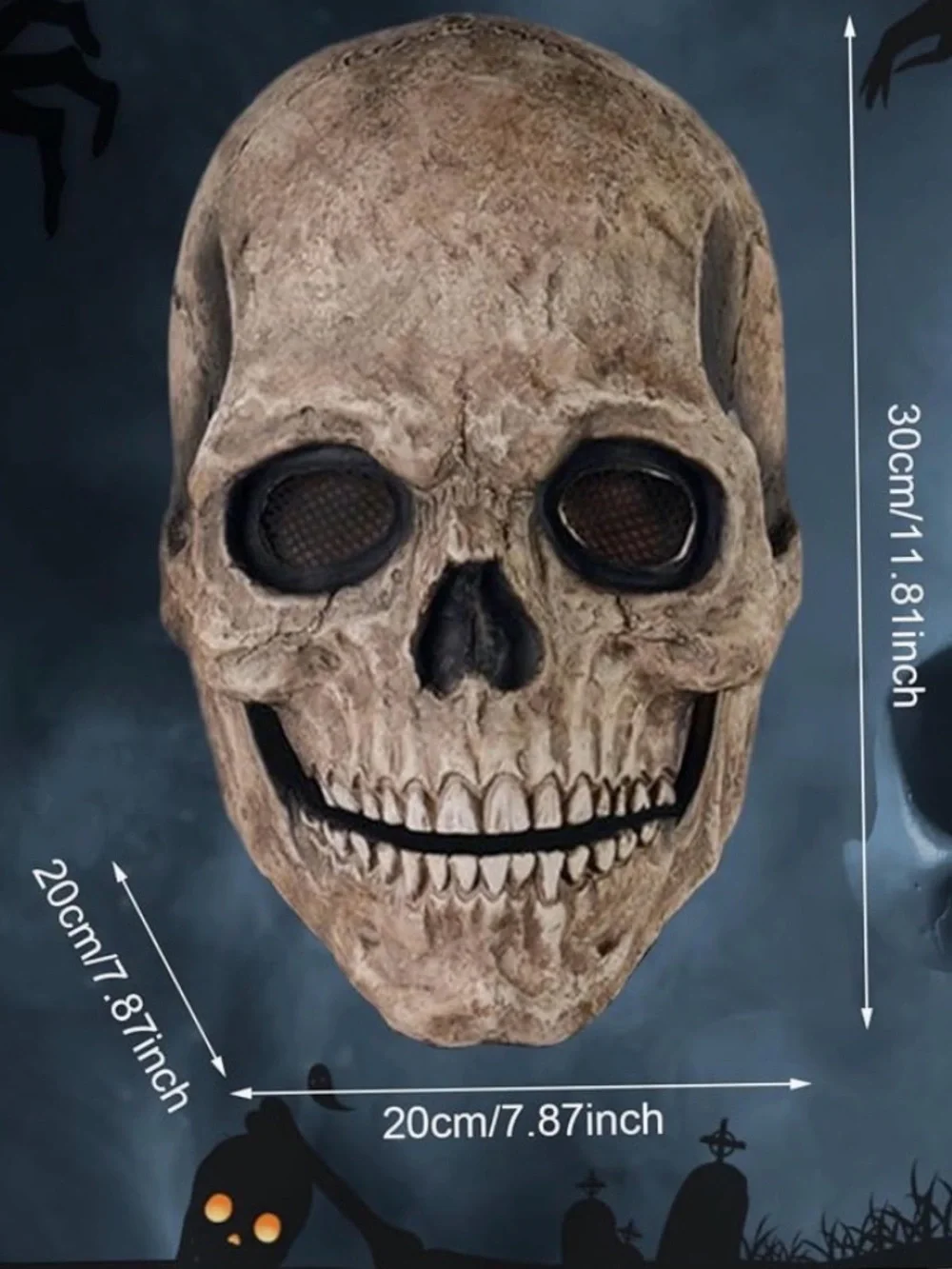 Realistic Skull Face Mask in Aged Bone, mouth joint so it’s comfortable and easy